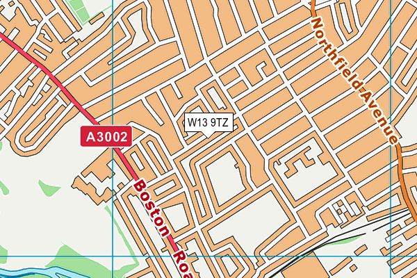 W13 9TZ map - OS VectorMap District (Ordnance Survey)
