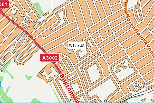 W13 9UA map - OS VectorMap District (Ordnance Survey)