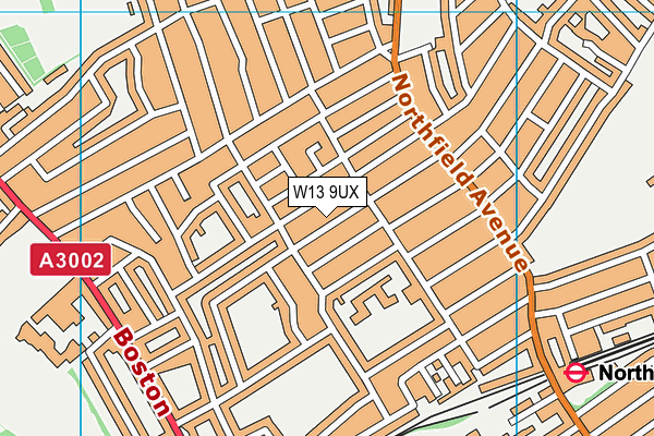 W13 9UX map - OS VectorMap District (Ordnance Survey)