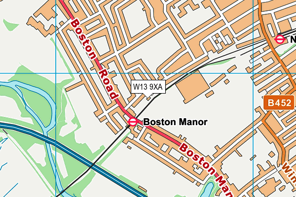 W13 9XA map - OS VectorMap District (Ordnance Survey)