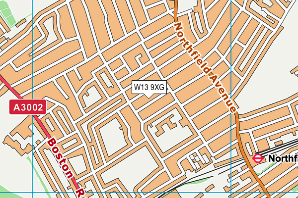 W13 9XG map - OS VectorMap District (Ordnance Survey)