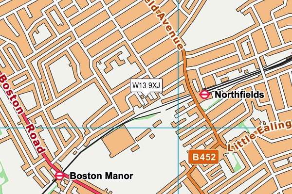 W13 9XJ map - OS VectorMap District (Ordnance Survey)