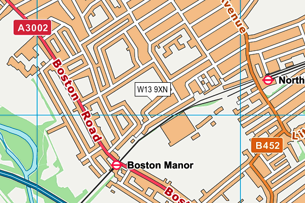 W13 9XN map - OS VectorMap District (Ordnance Survey)