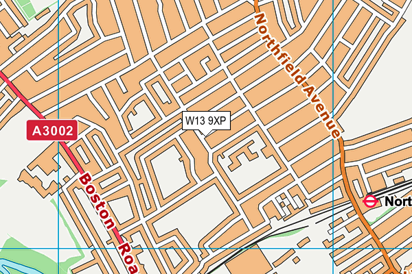 W13 9XP map - OS VectorMap District (Ordnance Survey)