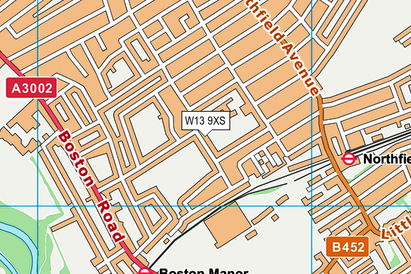 W13 9XS map - OS VectorMap District (Ordnance Survey)