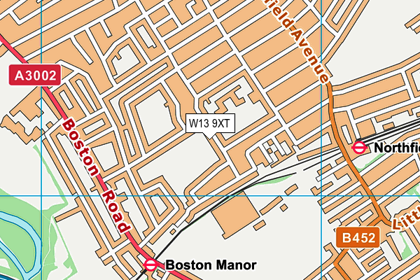 W13 9XT map - OS VectorMap District (Ordnance Survey)