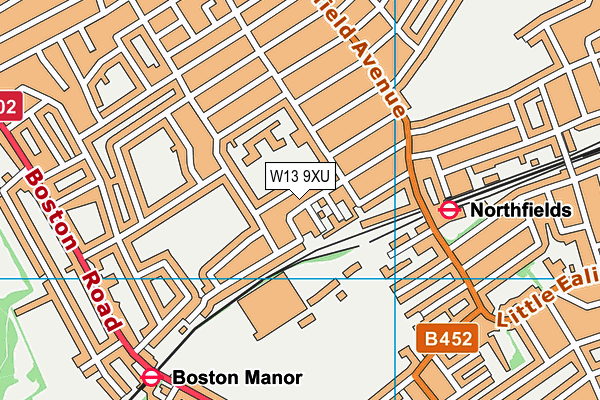 W13 9XU map - OS VectorMap District (Ordnance Survey)