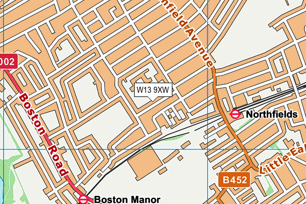W13 9XW map - OS VectorMap District (Ordnance Survey)