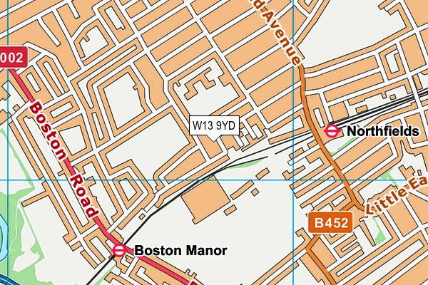 W13 9YD map - OS VectorMap District (Ordnance Survey)