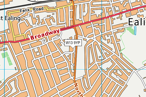 W13 9YP map - OS VectorMap District (Ordnance Survey)