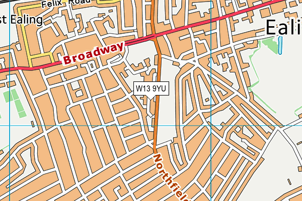 W13 9YU map - OS VectorMap District (Ordnance Survey)