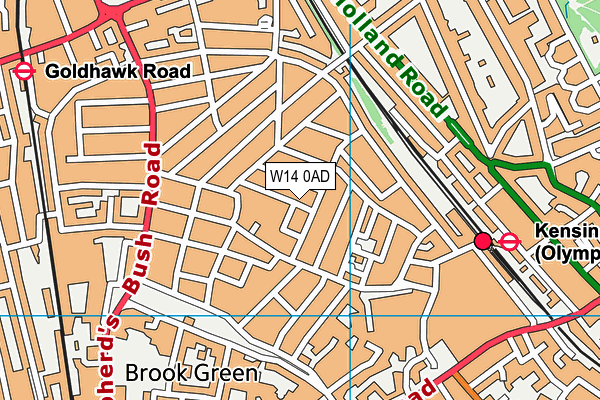 W14 0AD map - OS VectorMap District (Ordnance Survey)