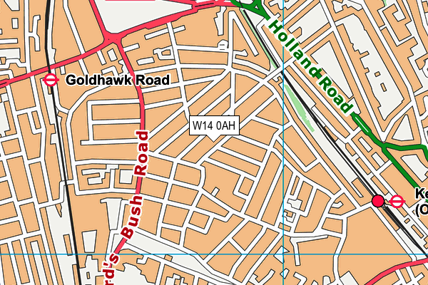 W14 0AH map - OS VectorMap District (Ordnance Survey)