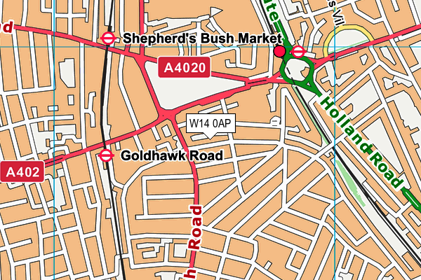 W14 0AP map - OS VectorMap District (Ordnance Survey)