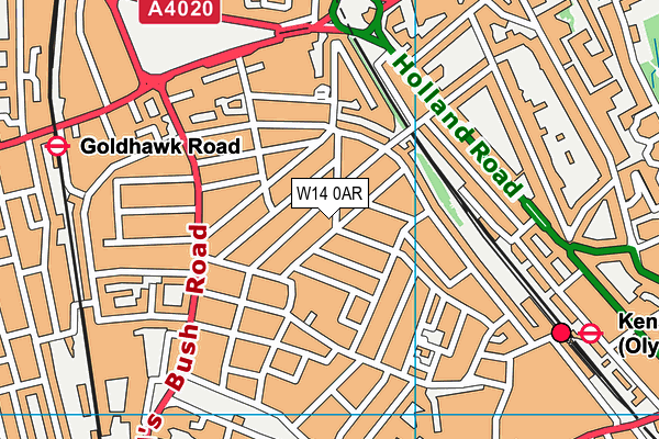 W14 0AR map - OS VectorMap District (Ordnance Survey)