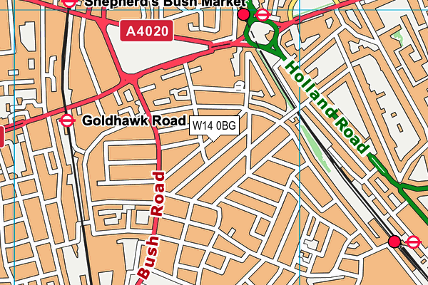 W14 0BG map - OS VectorMap District (Ordnance Survey)