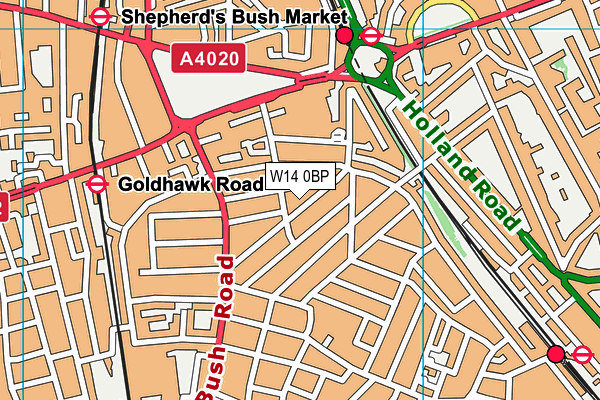 W14 0BP map - OS VectorMap District (Ordnance Survey)