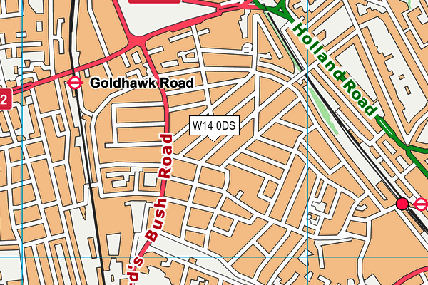 W14 0DS map - OS VectorMap District (Ordnance Survey)