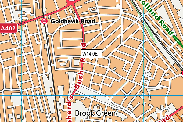 W14 0ET map - OS VectorMap District (Ordnance Survey)