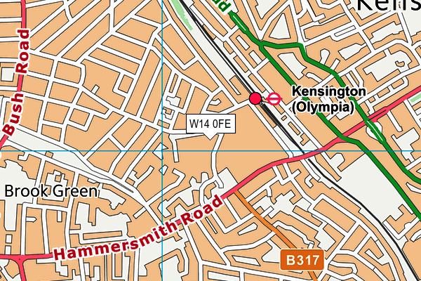 W14 0FE map - OS VectorMap District (Ordnance Survey)