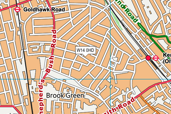 W14 0HD map - OS VectorMap District (Ordnance Survey)