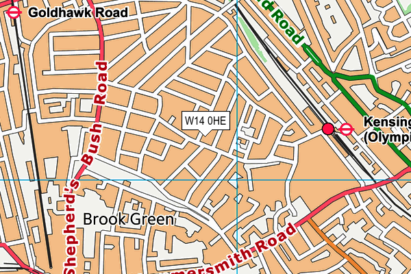 W14 0HE map - OS VectorMap District (Ordnance Survey)