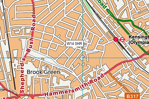 W14 0HR map - OS VectorMap District (Ordnance Survey)