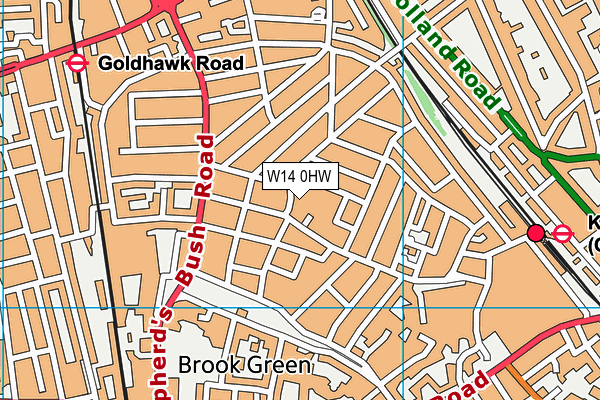 W14 0HW map - OS VectorMap District (Ordnance Survey)