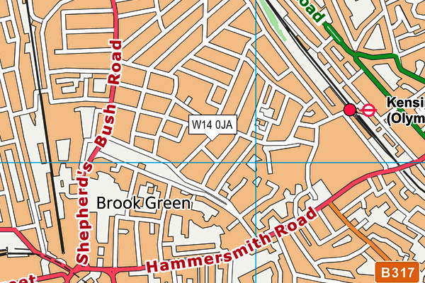 W14 0JA map - OS VectorMap District (Ordnance Survey)