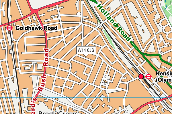 W14 0JS map - OS VectorMap District (Ordnance Survey)