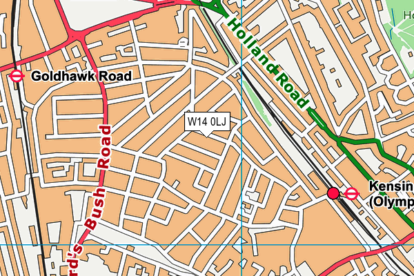 W14 0LJ map - OS VectorMap District (Ordnance Survey)