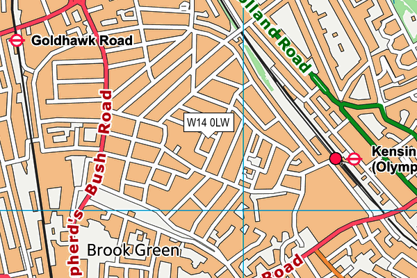 W14 0LW map - OS VectorMap District (Ordnance Survey)