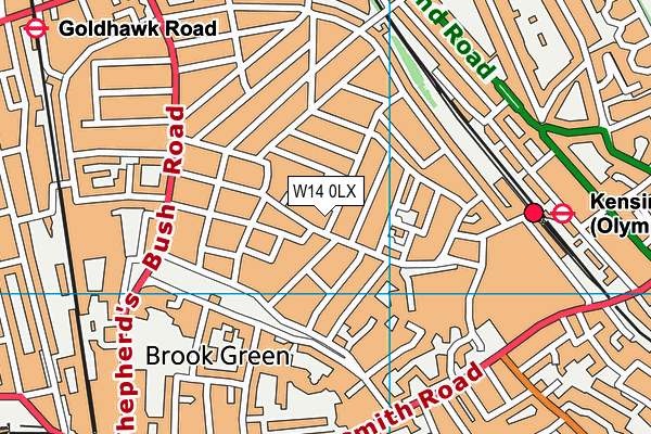 W14 0LX map - OS VectorMap District (Ordnance Survey)