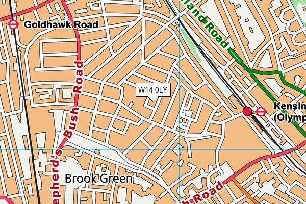 W14 0LY map - OS VectorMap District (Ordnance Survey)