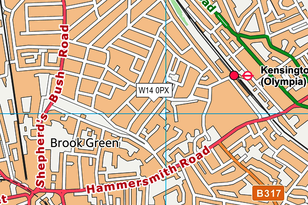 W14 0PX map - OS VectorMap District (Ordnance Survey)