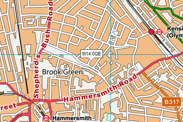 W14 0QB map - OS VectorMap District (Ordnance Survey)