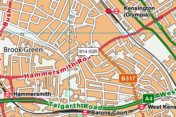 W14 0QR map - OS VectorMap District (Ordnance Survey)