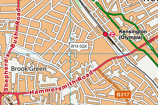 W14 0QX map - OS VectorMap District (Ordnance Survey)