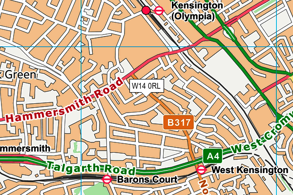 W14 0RL map - OS VectorMap District (Ordnance Survey)