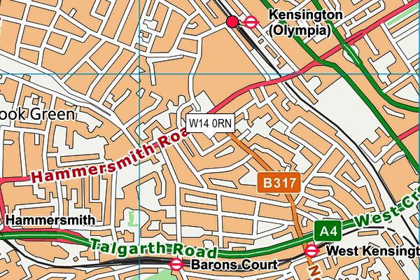 W14 0RN map - OS VectorMap District (Ordnance Survey)