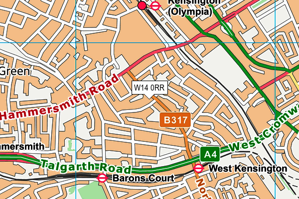 W14 0RR map - OS VectorMap District (Ordnance Survey)
