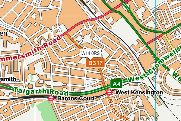 W14 0RS map - OS VectorMap District (Ordnance Survey)