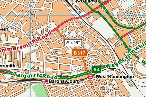 W14 0RT map - OS VectorMap District (Ordnance Survey)