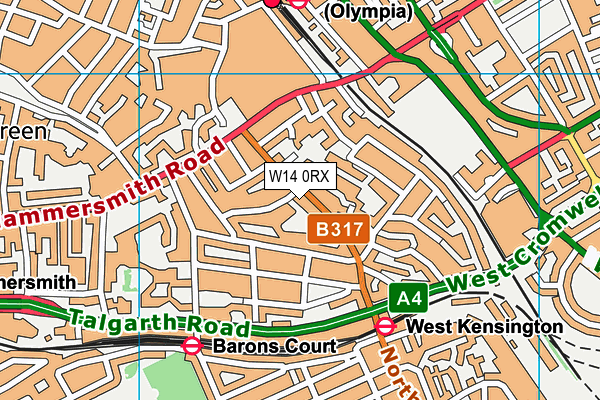 W14 0RX map - OS VectorMap District (Ordnance Survey)