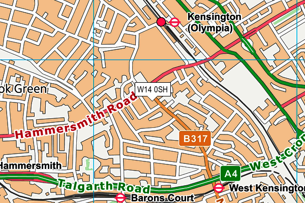 W14 0SH map - OS VectorMap District (Ordnance Survey)