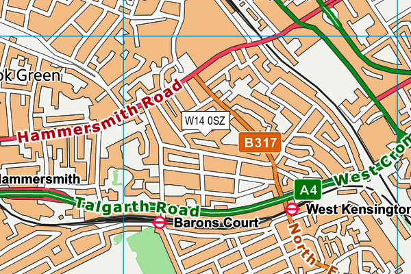 W14 0SZ map - OS VectorMap District (Ordnance Survey)