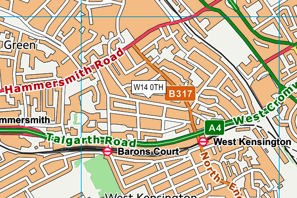 W14 0TH map - OS VectorMap District (Ordnance Survey)