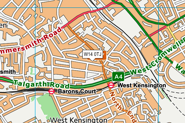 W14 0TJ map - OS VectorMap District (Ordnance Survey)