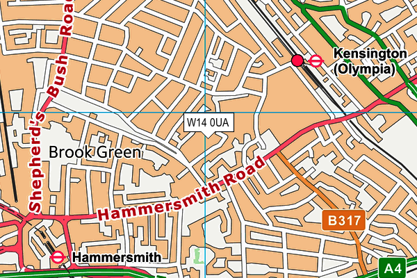 W14 0UA map - OS VectorMap District (Ordnance Survey)