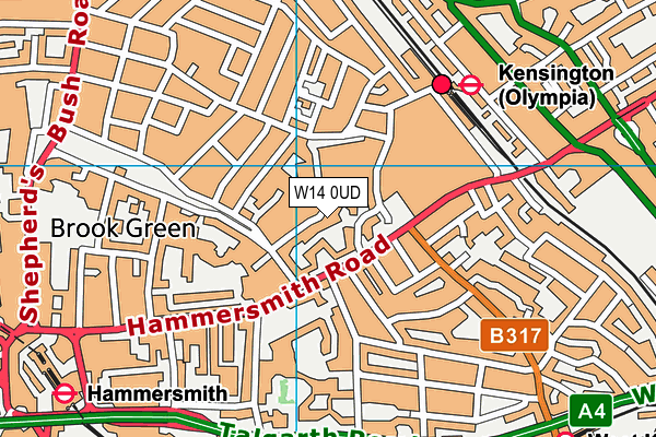 W14 0UD map - OS VectorMap District (Ordnance Survey)